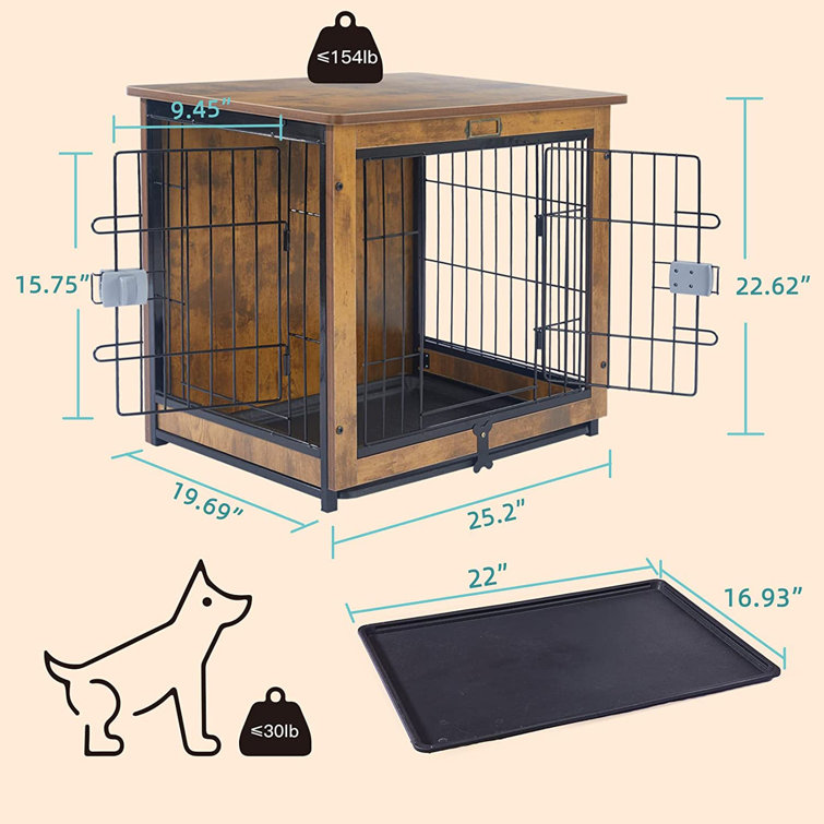 Copaw Dog Crate Furniture 27 Inch Wooden Wire Pet Kennels with